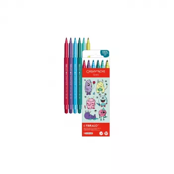 CARAN D'ACHE Fibralo Kawaii Monsters filctollak, 6 darabos készlet, vízbázisú, vízoldható tinta, szárazon vagy nedvesen használható (185.801)