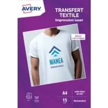 Avery pólótranszfer papír A4 fehér világos anyagokhoz, lézernyomtató, 15 lap (C9403-15)