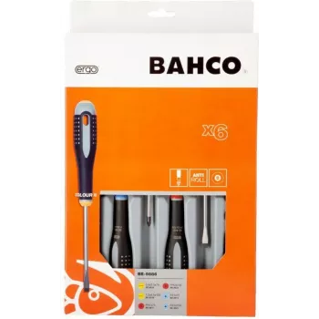 Bahco ERGO műhely csavarhúzó készlet 6 darabos lapos, Phillips, Pozidriv (BE-9886)