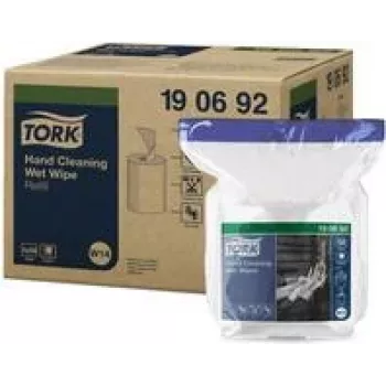 TORK 190692 prémium kéztisztító törlőkendő, 58 darab, 300 x 270 mm, oldószermentes, pH-semleges, aloe vera és glicerin, újrazárható tartály