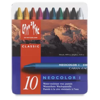 Caran d'Ache Neocolor I viaszkréta, 10 darabos készlet, kerek, papírtokos, homogén színek 7000.310