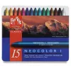 Caran d'Ache Neocolor I viaszkréták, 15 különböző szín, kerek, papírhenger, fémdoboz 7000.315