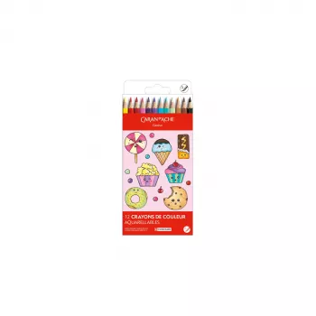 Caran d'Ache Swisscolor Kawaii Candy akvarellceruza, 12 darabos készlet, hatszögletű, cédrusfa 1285.802