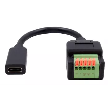 EXSYS EX-49122 USB-C aljzat 5 pólusú csatlakozóblokk adapter nyomógombbal, USB 2.0, 15 cm