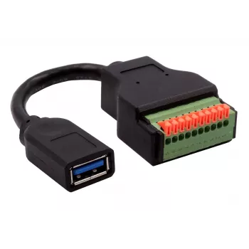 EXSYS EX-49126 USB-A aljzat - 10 pólusú sorkapocs adapterkábel nyomógombbal, USB 3.2 Gen 1, 15 cm