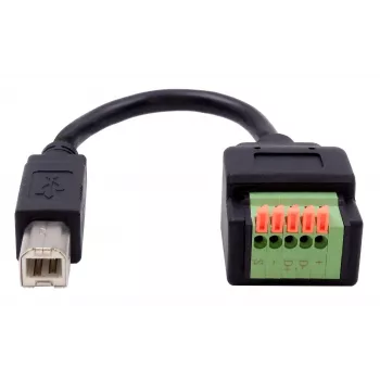 EXSYS USB-B dugó 5 pólusú csatlakozóblokk adapterkábel nyomógombbal, USB 2.0, 15 cm EX-49131