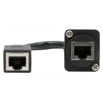 EXSYS D-típusú beépítési RJ45 csatlakozó, aljzat-aljzat, CAT.5e, 20 cm, árnyékolt, fekete EX-49160