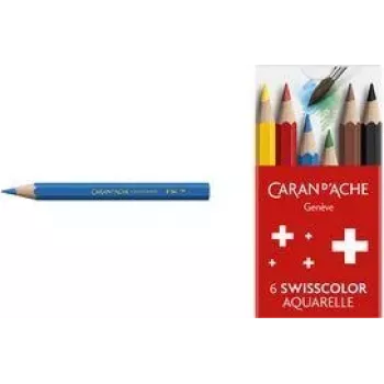 Caran d'Ache Swisscolor Aquarelle vízoldható színes ceruzák, 6 darabos készlet, cédrusfa, hatszögletű 1286.806