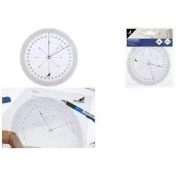 KANGARO K-4120100 szögmérő vonalzó, 126 mm, átlátszó, 360°-os beosztás, 2 forgatható tárcsa