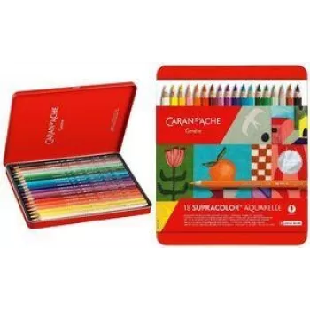 Caran d'Ache Supracolor Soft Special Edition akvarellceruzák, 18 darabos készlet, különböző színek, fémdoboz 3888.418