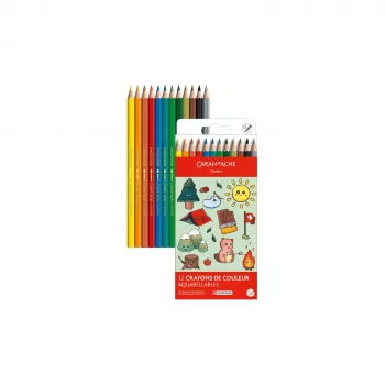 Caran d'Ache Swisscolor Kawaii Swiss akvarellceruzák, 12 darabos készlet, cédrusfa, hatszögletű 1285.804
