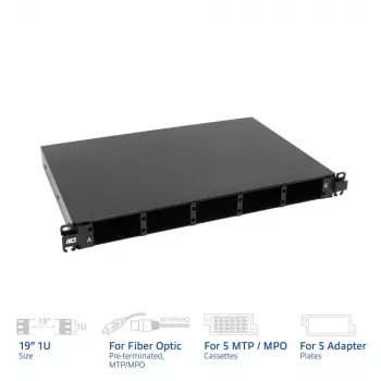 ACT 19 inch multifunkciós száloptikai patchpanel, sínkihúzós, 5 slot (FA2059)