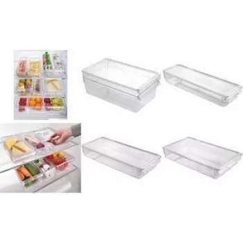 Metaltex Frigo-System szervező, kicsi, fedéllel, átlátszó, polisztirol PS, 1 darab (235412000)