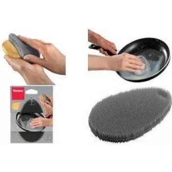 Metaltex szilikon tisztítószivacs, ovális, szürke, rugalmas, 1 darab 297615000