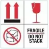 RILLPRINT 76930 FRAGILE / DO NOT STACK figyelmeztető címkék, tartós ragasztó, papír, fehér/piros/fekete, 100 x 50 mm, 500 címke tekercsenként
