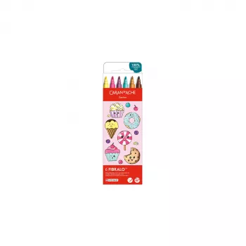 CARAN D'ACHE Fibralo Kawaii Candy filctollak, 6 darabos készlet, vízbázisú, vízoldható tinta, szárazon vagy nedvesen használható (185.802)
