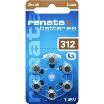Renata ZA312 cink-levegő hallókészülék-elem PR41 165 mAh 1,4 V 6 darabos csomag ZA312.DP6 0HG