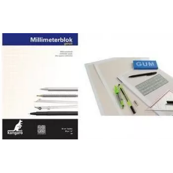 Kangaro milliméterpapír tömb A3, 80 g/m², 25 lap, fehér/narancs 1 mm rács (K-5595)