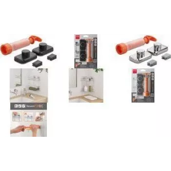 Metaltex VacuumFix kampókészlet, matt fekete, 2 kampó, fúrás nélkül, 3 kg teherbírás 404998000