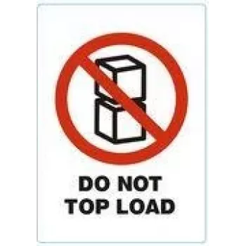 RILLPRINT DO NOT TOP LOAD Permanent Adhesive Warning Labels, White with Red/Black Text, 74 x 105 mm, 500 Labels per Roll 76950
