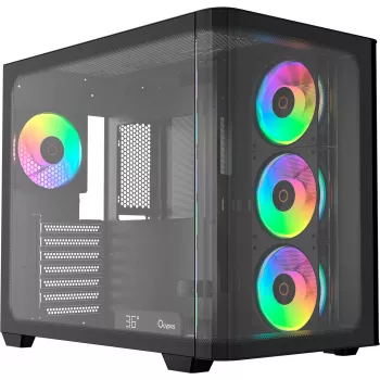 Ocypus Iota C70 Curve ARGB Digital fekete mid-tower ház, 270° panoráma edzett üveg