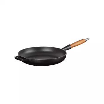 LE CREUSET öntöttvas serpenyő fanyéllel Ø28 cm matt fekete