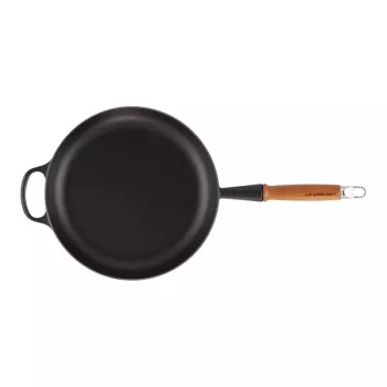 LE CREUSET öntöttvas serpenyő fanyéllel Ø28 cm matt fekete
