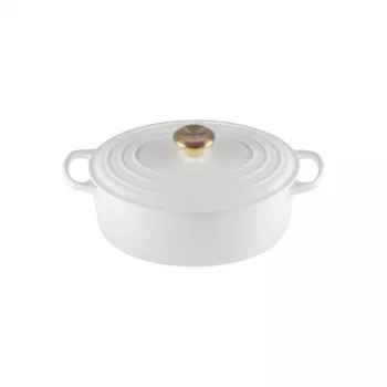 LE CREUSET zománcozott öntöttvas ovális serpenyő 27 cm 4,1 L fehér