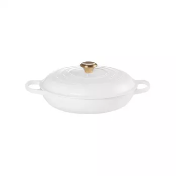 LE CREUSET lapos öntöttvas sütőedény 30 cm 3,5 l fehér