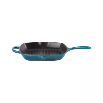 Le Creuset öntöttvas négyzetes grillserpenyő 26x26cm kék