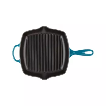 Le Creuset öntöttvas négyzetes grillserpenyő 26x26cm kék
