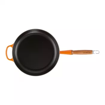 Le Creuset öntöttvas serpenyő fa fogantyúval 28 cm vulkáni narancs
