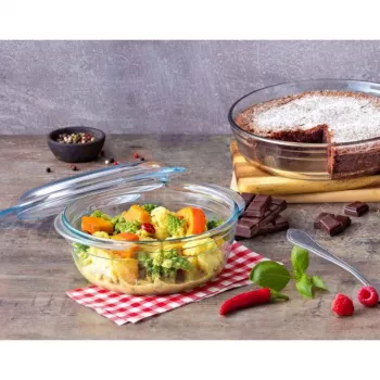 Pyrex Essentials 3L kerek üvegtároló fedéllel, boroszilikát üveg, Ø22cm