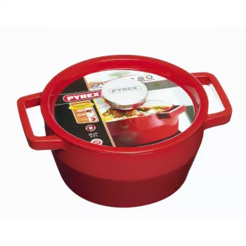 Pyrex öntöttvas kerek sütőforma 2,2L Ø20cm piros