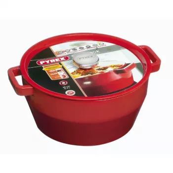 PYREX öntöttvas fazék 6,8L kerek 28cm piros