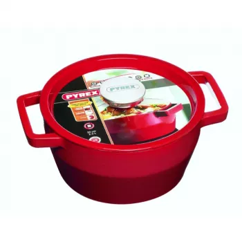 Pyrex öntöttvas fazék 3,6L kerek Ø24cm piros