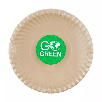 GOGREEN komposztálható cukornádtányérok Go Green mintával Ø23 cm 10 darab