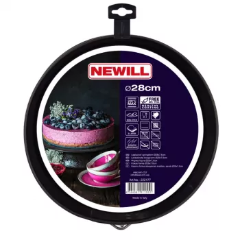 NEWILL kapcsos tortaforma Ø28x7,6 cm fekete tapadásmentes bevonat szénacél