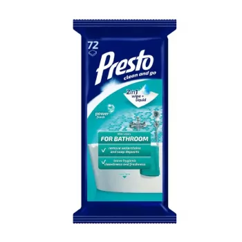 PRESTO fürdőszobai törlőkendők 72 db | antibakteriális tisztítókendők