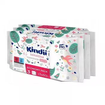 Kindii Sensitive baba törlőkendő készlet 3x60 darab