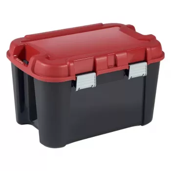 KETER DIY Totem 60L fedeles tárolódoboz, 59 x 39,5 x 36 cm, fekete/piros