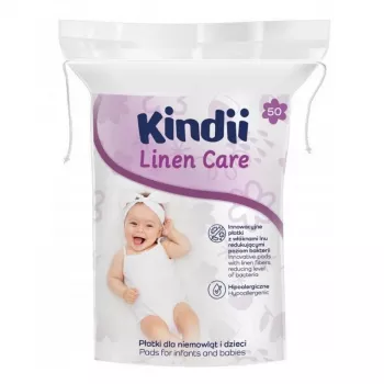 Kindii Linen Care pamutkorong babáknak, hipoallergén, bőrgyógyászatilag tesztelt, 50 db