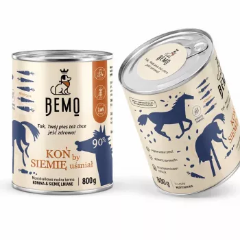 BEMO ló lenmaggal Mono nedves kutyaeledel - 800g