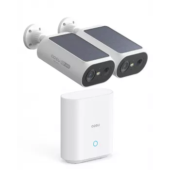 AOSU Smart Security SolarCam P1 SE rendszer 2 kamerás készlet, 2K QHD, vezeték nélküli, napelemes, színes éjjellátó, kétirányú hang, IP65, 2 kamera