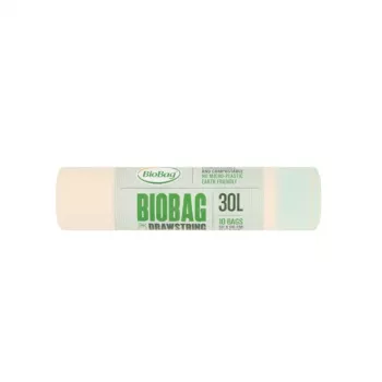 BioBag komposztálható szemeteszsák húzózsinórral 30L, 10 darab tekercsenként, 50x60 cm, zöld
