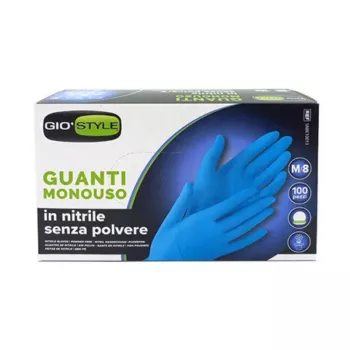 GIOSTYLE nitril egyszer használatos kesztyű, púdermentes, kék, M méret, 100 darab