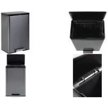 Rubbermaid Elite 45L rozsdamentes acél pedálos szemetes, téglalap alakú, ujjlenyomatálló 2112520