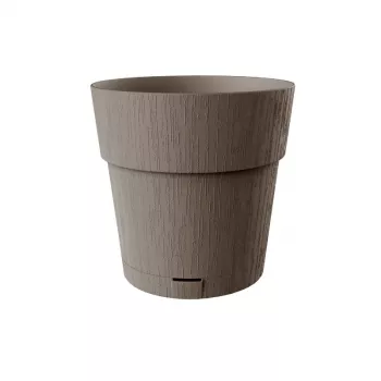 STEFANPLAST Ethica virágcserép alátéttel, 25x25 cm, barna, 8,5 L, újrahasznosított műanyag