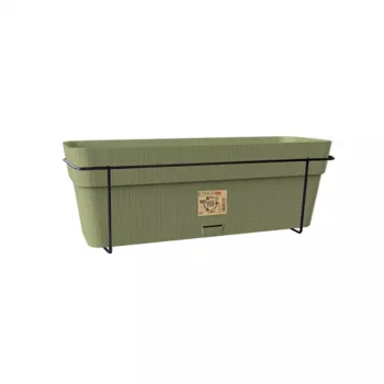 STEFANPLAST erkélykészlet automatikus öntözőrendszerrel és fémtartóval 50x18x17 cm zöld