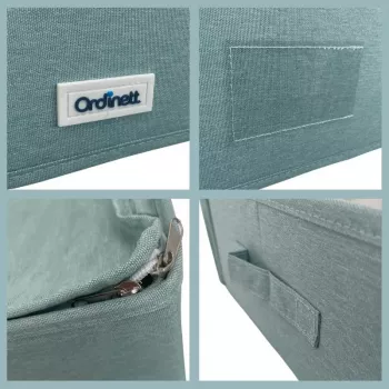 ORDINETT téglalap alakú cipzáras tárolódoboz 42x32x14 cm menta